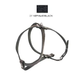 Шлейка Cristel для собак, кожа зенит, прошитая, 12 мм / 32 см / 38-48 см, чёрный