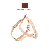 Шлейка Cristel для собак, кожа зенит, прошитая, с нагрудником, 16 мм / 32-48 см / 50-58 см, коньяк