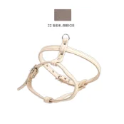 Шлейка Cristel для собак, кожаная, "пикинеса", 14 мм / 30-40 см / 38-48 см, бежевый