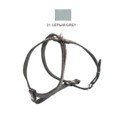 Шлейка Cristel для собак, кожаная, прошитая, 12 мм / 32 см / 38-48 см, серый