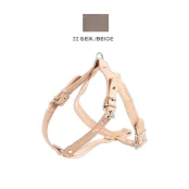 Шлейка Cristel для собак, кожаная, прошитая, с нагрудником, 16 мм / 32-48 см / 50-58 см, бежевый