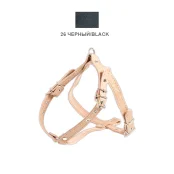 Шлейка Cristel для собак, кожаная, прошитая, с нагрудником, 16 мм / 32-48 см / 50-58 см, чёрный