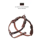 Шлейка Cristel для собак, четырёхслойная, кожа, 15мм / 34-44см / 42-52см, черно-коричневая