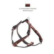 Шлейка Cristel для собак, четырёхслойная, кожа, 20мм / 32-48см / 46-56см, коричнево-чёрная