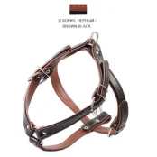 Шлейка Cristel для собак, четырёхслойная, кожа, 25мм / 40-56см / 56-65см, коричнево-чёрная