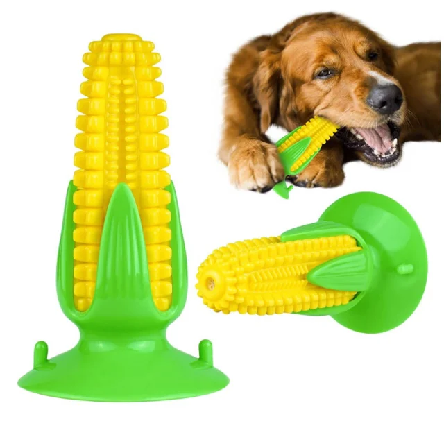 Іграшка BronzeDog PetFun кукурудза, для собак, на присоску, з пищалки, 16×9 см