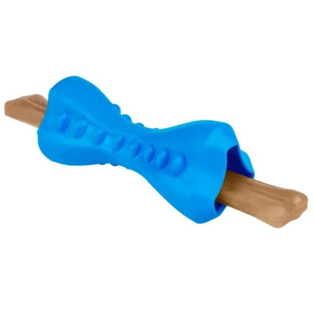 Игрушка-кость для собак BronzeDog Smart, мотивационная, синий, 12×5 см