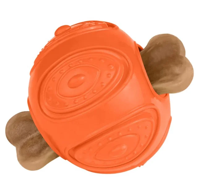 Игрушка-мяч для собак BronzeDog Smart Ball IQ, мотивационный, оранжевый, 7×9 см