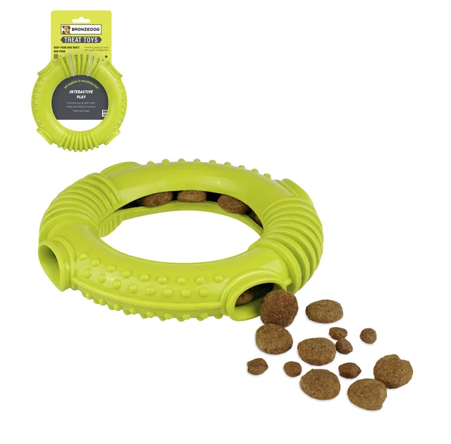 Игрушка-кольцо для собак BronzeDog Smart Ring, мотивационная, салатовый 16×3 см
