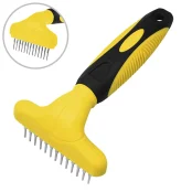 Гребінець-граблі BronzeDog, для собак і кішок, з обертовими зубами, 15 × 9 см