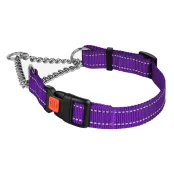 Нашийник-полуудавка BronzeDog, для собак, нейлоновий, фастекс, світловідбиваючий, фіолетовий, 35-43×2 см
