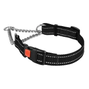 Нашийник-полуудавка BronzeDog, для собак, нейлоновий, фастекс, світловідбиваючий, чорний, 30-38×1.6 см