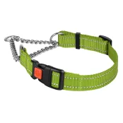 Нашийник-полуудавка BronzeDog, для собак, нейлоновий, фастекс, світловідбиваючий, салатовий, 41-55×2.5 см