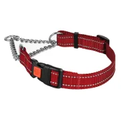 Нашийник-полуудавка BronzeDog, для собак, нейлоновий, фастекс, світловідбиваючий, червоний, 41-55×2.5 см