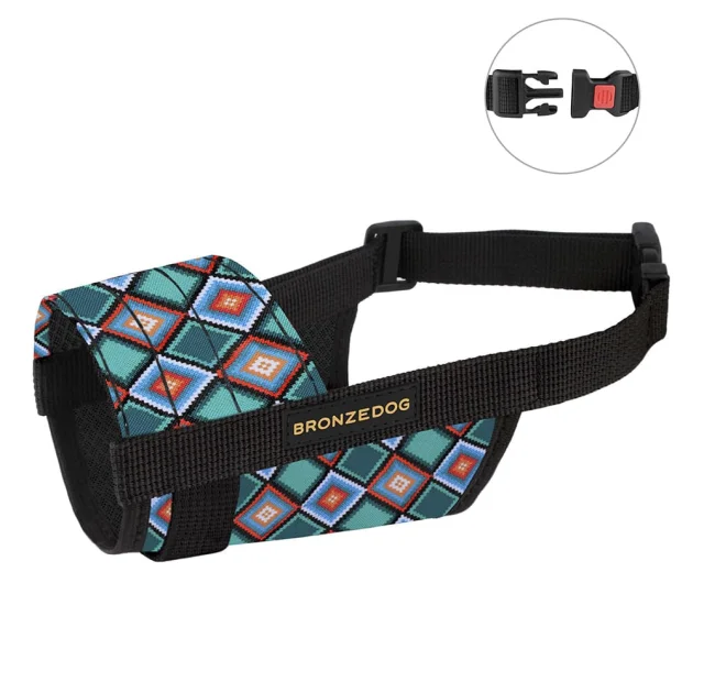 Намордник BronzeDog, для собак, нейлоновий, регульований, принт ромби, 27-33 см