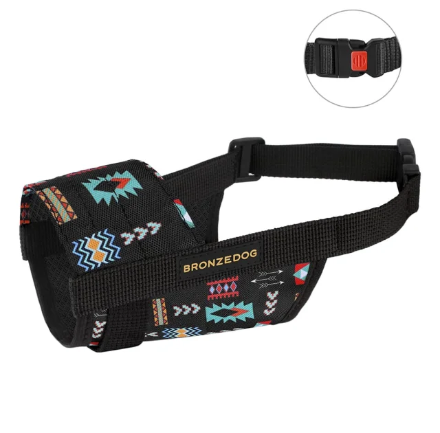 Намордник BronzeDog, для собак, нейлоновий, регульований, принт ацтеки, 28-34 см