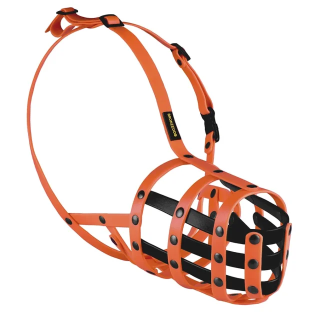 Намордник BronzeDog, для собак, водовідштовхуючий, біотановий, оранжево-чорний, 32 см