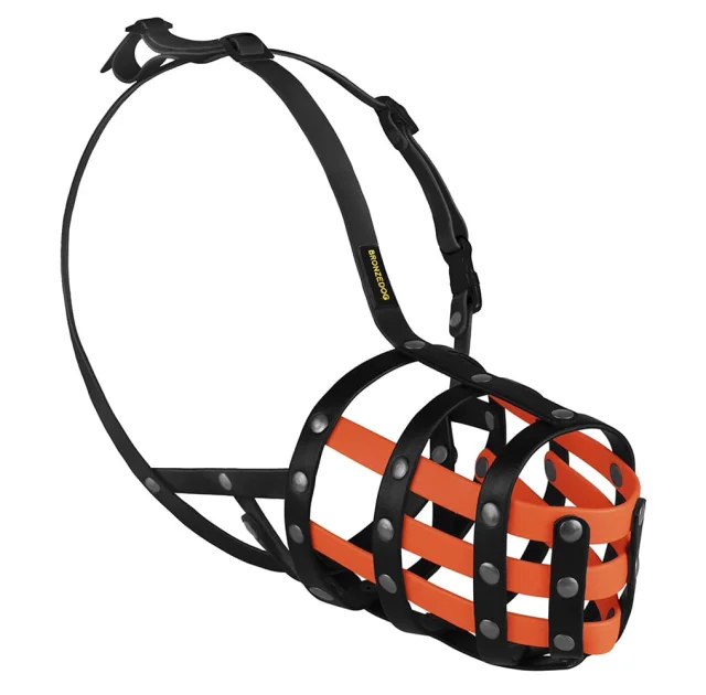 Намордник BronzeDog, для собак, водовідштовхуючий, біотановий, чорно-помаранчевий, 32 см