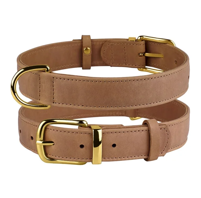 Нашийник BronzeDog Crazy, для собак, шкіряний, світло-коричневий, 19-25×1 см