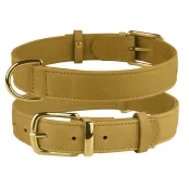 Нашийник BronzeDog Crazy, для собак, шкіряний, гірчичний, 27-36×1.5 см