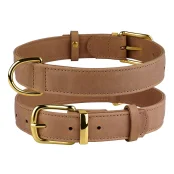 Нашийник BronzeDog Crazy, для собак, шкіряний, світло-коричневий, 27-36×1.5 см