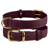 Нашийник BronzeDog Crazy, для собак, шкіряний, бордовий, 46-60×3 см