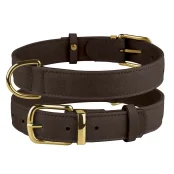 Нашийник BronzeDog Crazy, для собак, шкіряний, темно-коричневий, 46-60×3 см