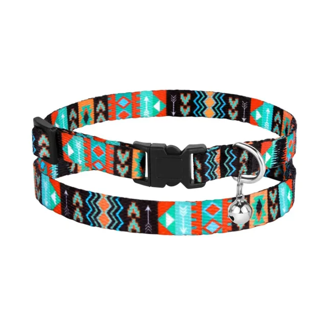 Ошейник BronzeDog Urban ,для кошек, нейлоновый, колокольчик, принт ацтеки, 18-28×1 см
