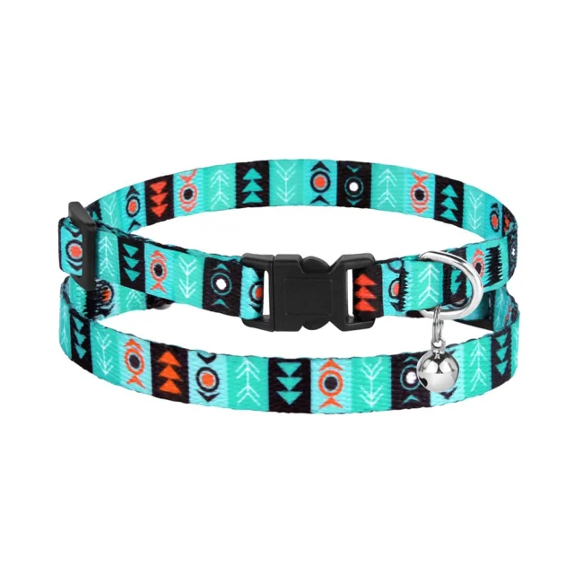 Ошейник BronzeDog Urban, для кошек, нейлоновый, колокольчик, принт инки, 18-28×1 см