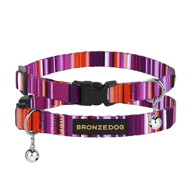 Ошейник BronzeDog Urban West, для кошек, нейлоновый, колокольчик, фиолетовый, 18-28×1 см