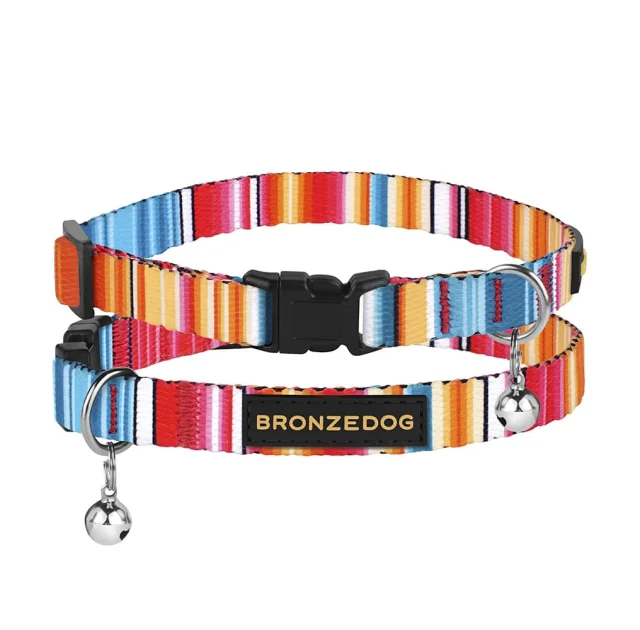 Ошейник BronzeDog Urban West, для кошек, нейлоновый, колокольчик, красный, 18-28×1 см