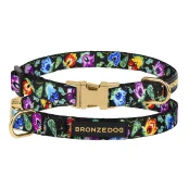 Ошейник BronzeDog Urban Folk, для собак и кошек, нейлоновый, фастекс металлический, чёрный, 18-28×1 см