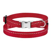 Ошейник BronzeDog Active, для собак и кошек, нейлоновый, фастекс хром, красный, 18-28×1 см