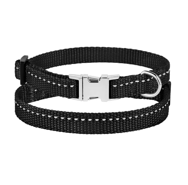 Ошейник BronzeDog Active, для собак и кошек, нейлоновый, фастекс хром, чёрный, 18-28×1 см