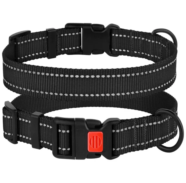 Нашийник BronzeDog Active, для собак, нейлоновий, фастекс пластик, чорний, 25-33×1.6 см