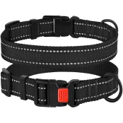 Нашийник BronzeDog Active, для собак, нейлоновий, фастекс пластик, чорний, 43-66×2.5 см