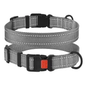 Нашийник BronzeDog Active, для собак, нейлоновий, фастекс пластик, сірий, 30-40×2 см