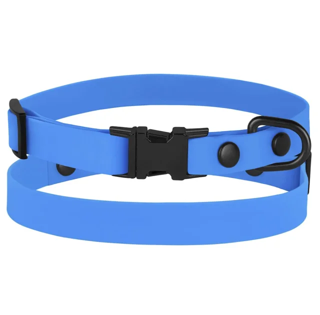 Ошейник BronzeDog Active, для собак и кошек, водоотталкивающий, фастекс металлический, голубой, 18-28×1 см