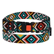 Нашийник BronzeDog Urban, для собак, нейлон, фастекс пластик, принт гуцульський, ментол, 43-66×2.5 см