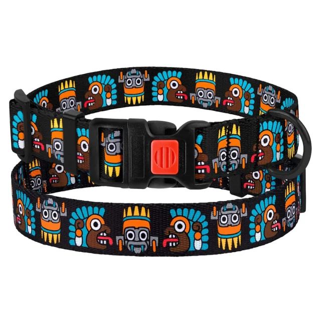 Ошейник BronzeDog Urban, для собак, нейлоновый, фастекс пластиковый, принт маски, чёрный, 25-33×1.6 см