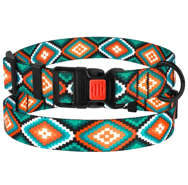 Ошейник BronzeDog Urban, для собак, нейлоновый, фастекс пластиковый, принт ромбы, 25-33×1.6 см
