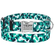 Нашийник BronzeDog Urban Camo, для собак, нейлоновий, фастекс металевий, бірюзовий, 25-33×1.6 см