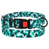 Нашийник BronzeDog Urban Camo, для собак, нейлоновий, фастекс пластиковий, бірюзовий, 25-33×1.6 см