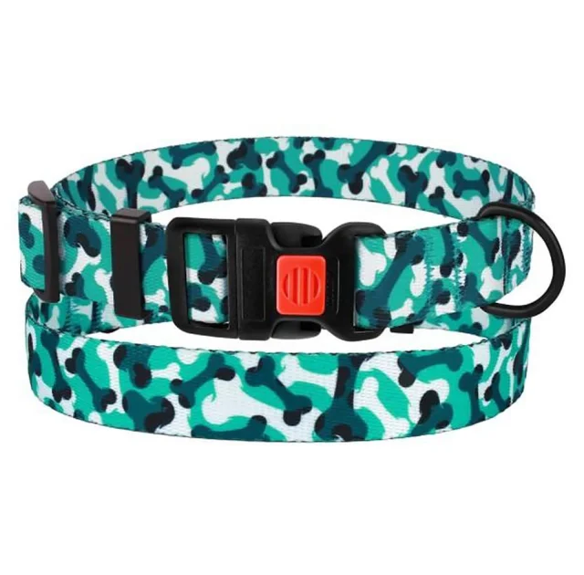 Нашийник BronzeDog Urban Camo, для собак, нейлоновий, фастекс пластиковий, бірюзовий, 30-40×2 см