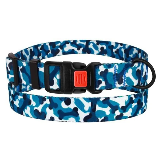 Нашийник BronzeDog Urban Camo, для собак, нейлоновий, фастекс пластиковий, блакитний, 30-40×2 см