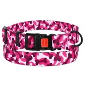Нашийник BronzeDog Urban Camo, для собак, нейлоновий, фастекс пластик, принт кістка, рожевий, 35-53×2.5 см