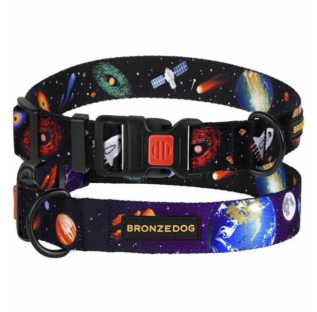 Нашийник BronzeDog Urban Cosmos, для собак, нейлоновий, фастекс пластиковий, чорний, 25-33×1.6 см
