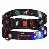 Нашийник BronzeDog Urban Cosmos, для собак, нейлоновий, фастекс пластиковий, чорний, 35-53×2.5 см
