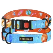 Нашийник BronzeDog Urban Cosmos, для собак, нейлоновий, фастекс пластиковий, блакитний, 30-40×2 см