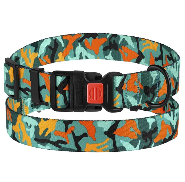 Нашийник BronzeDog Urban Camo, для собак, нейлоновий, фастекс пластиковий, зелений, 25-33×1.6 см